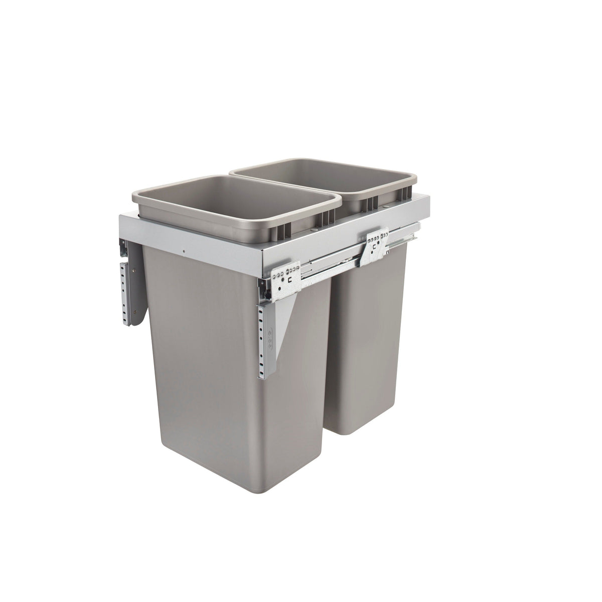 Rev-A-Shelf 50-Quart Plastic Soft-Close Double Pull-Out Trash Can, 16.25 in W x 23 in H x 21.69 in D