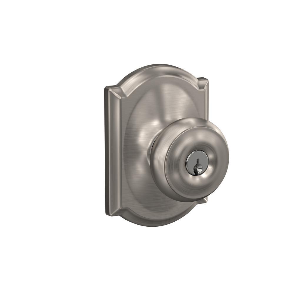 Custom Georgian Aged Bronze Keyed Entry Door Knob with Camelot Trim - Super Arbor