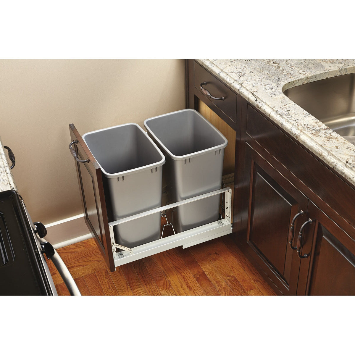 Rev-A-Shelf 1.5-in W x 8-in H Door-Mount Extension Brackets Kit for 5349 Waste Containers, Metallic Silver