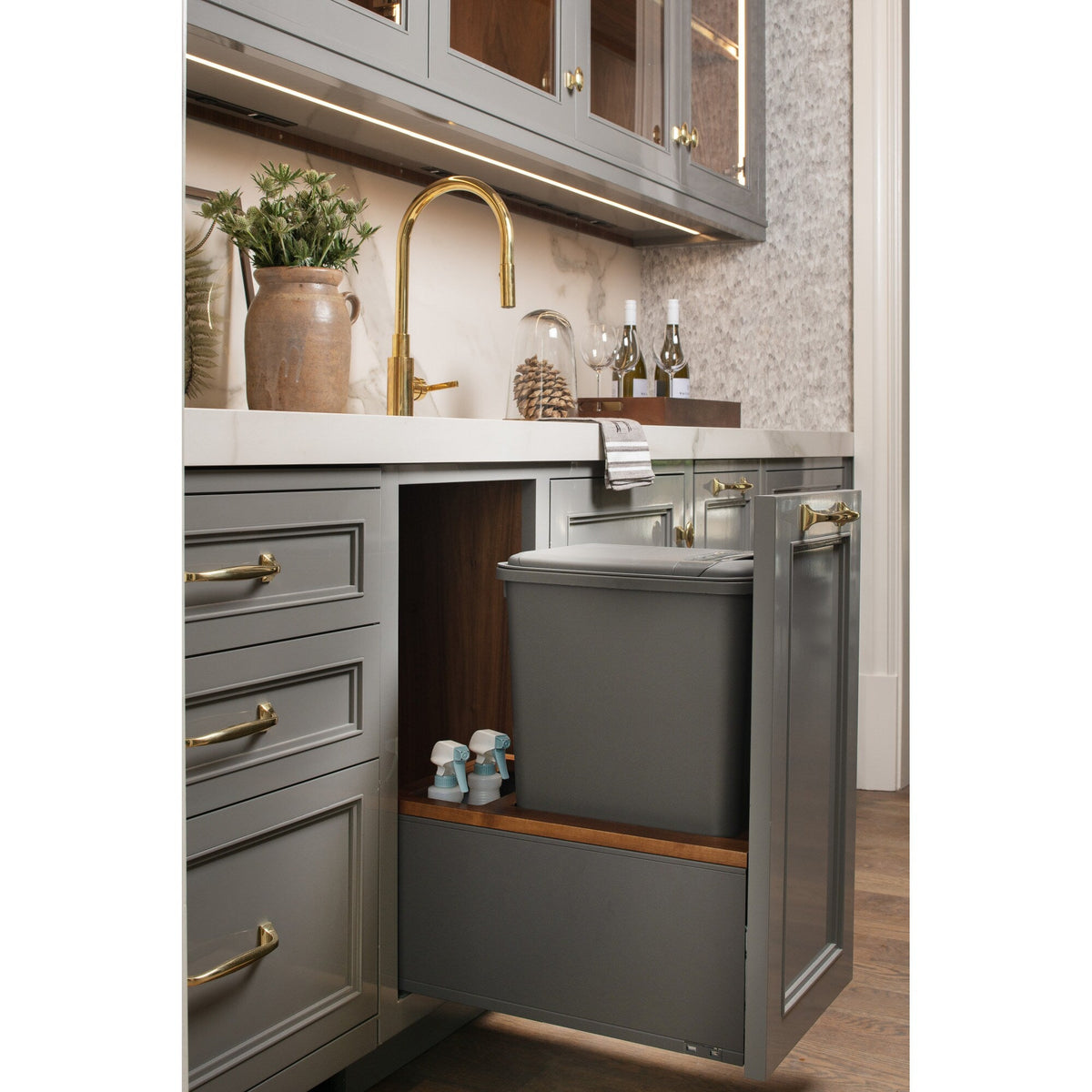 Rev-A-Shelf 50-Quart Plastic Soft-Close Single Pull-Out Trash Can, 13.5–15 in Cabinet Opening