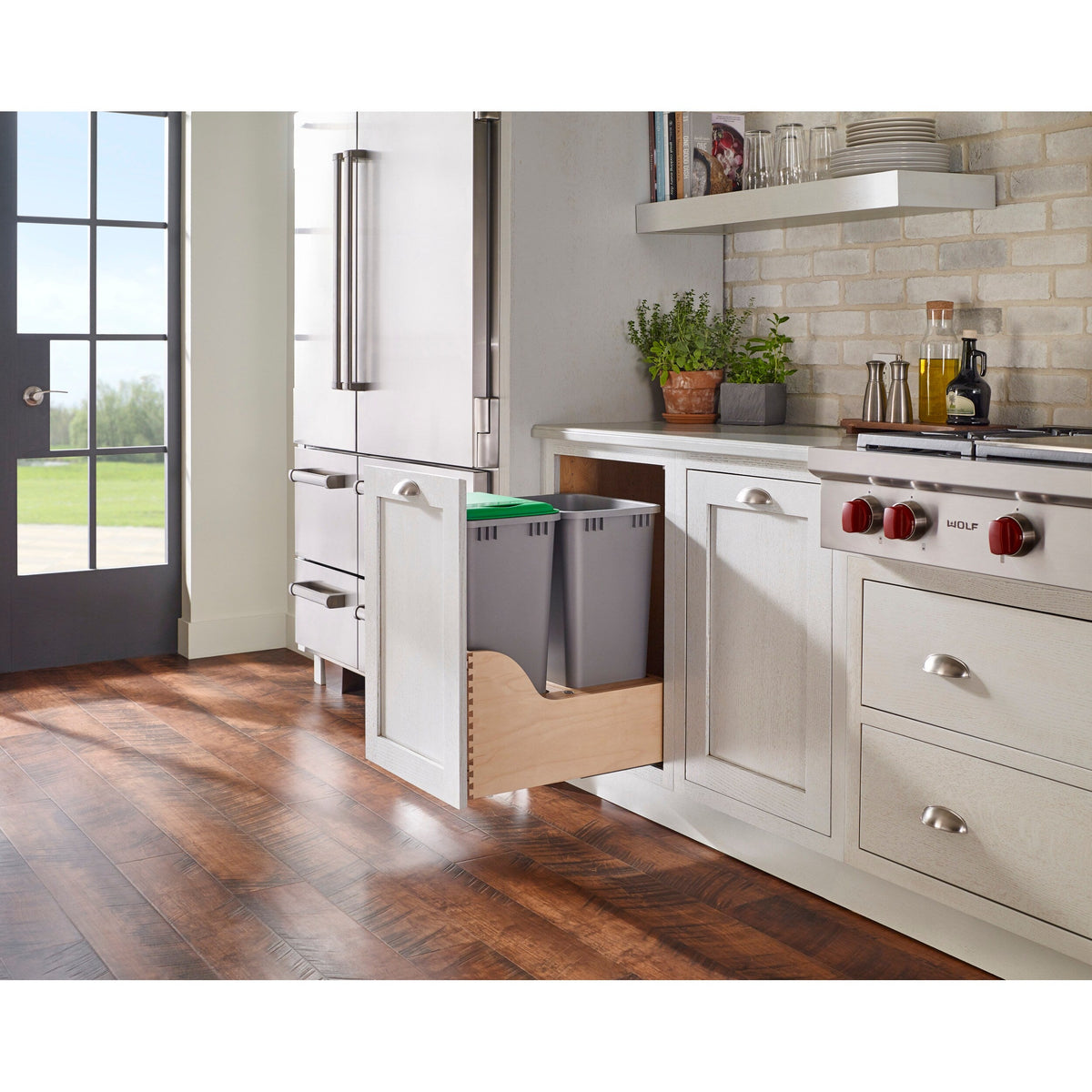 Rev-A-Shelf 50-Quart Soft-Close Dual Pull-Out Trash Can – Maple Frame, BLUMOTION Slides