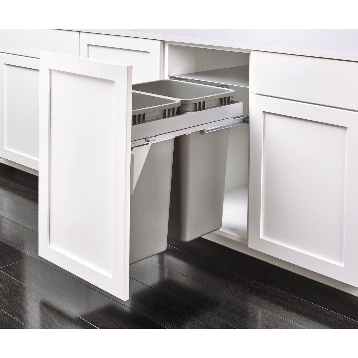 Rev-A-Shelf 8-Quart Plastic Soft-Close Triple Pull-Out Trash Can for 18-in Frameless Cabinets