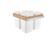 Rev-A-Shelf 27-Quart 4-Bin Top-Mount Pull-Out Trash Can, Maple Frame