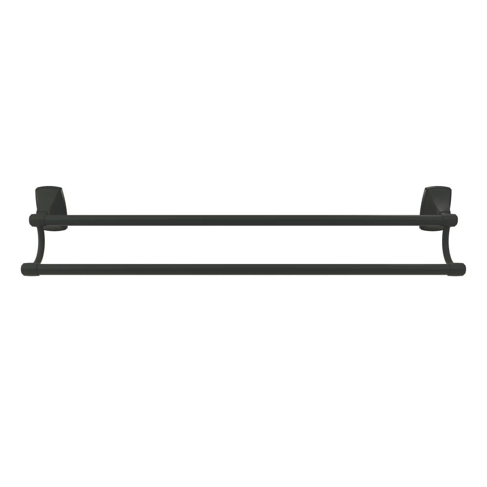 Amerock Clarendon 24-in Double Matte Black Wall Mount Double Towel Bar, BH26505MB