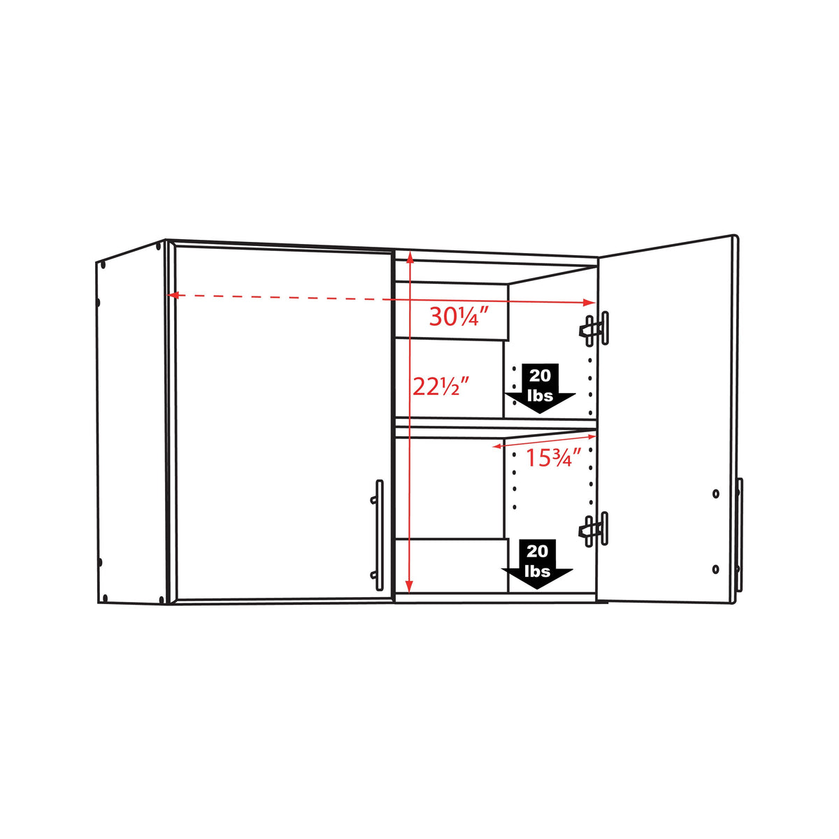 Prepac Elite 32-in W x 24-in H Wood Composite Black Wall-mount Utility Storage Cabinet