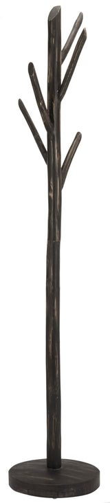 Safavieh Walter Distressed Black 5-Hook Coat Stand, 13.8 in W x 70.9 in H