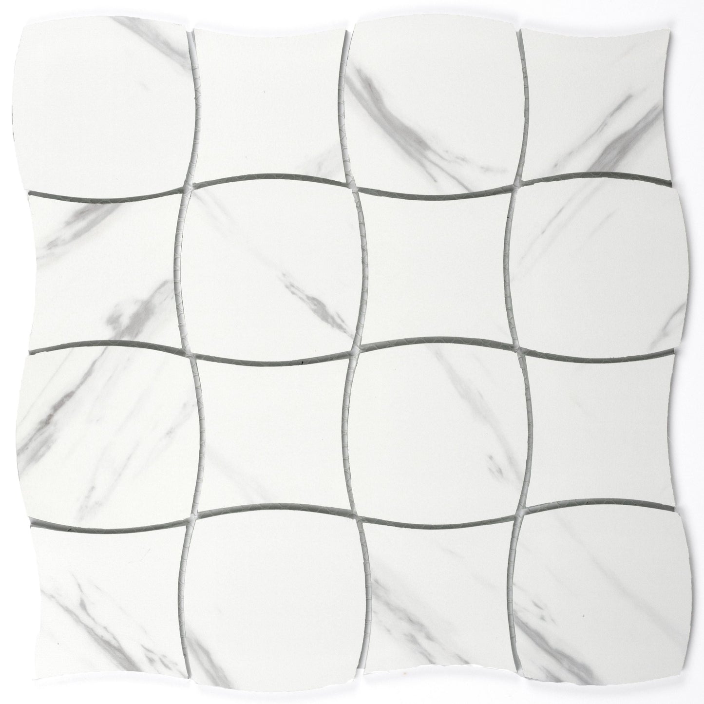 Abolos Musico Carrara White 12-in x 12-in Multi-finish Glass Patterned Mosaic Wall Tile product image