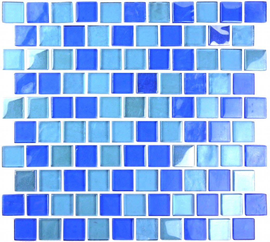 Abolos Landscape Blue Textured 12-in x 12-in Glossy Glass Brick look Mosaic Floor and Wall Tile product image