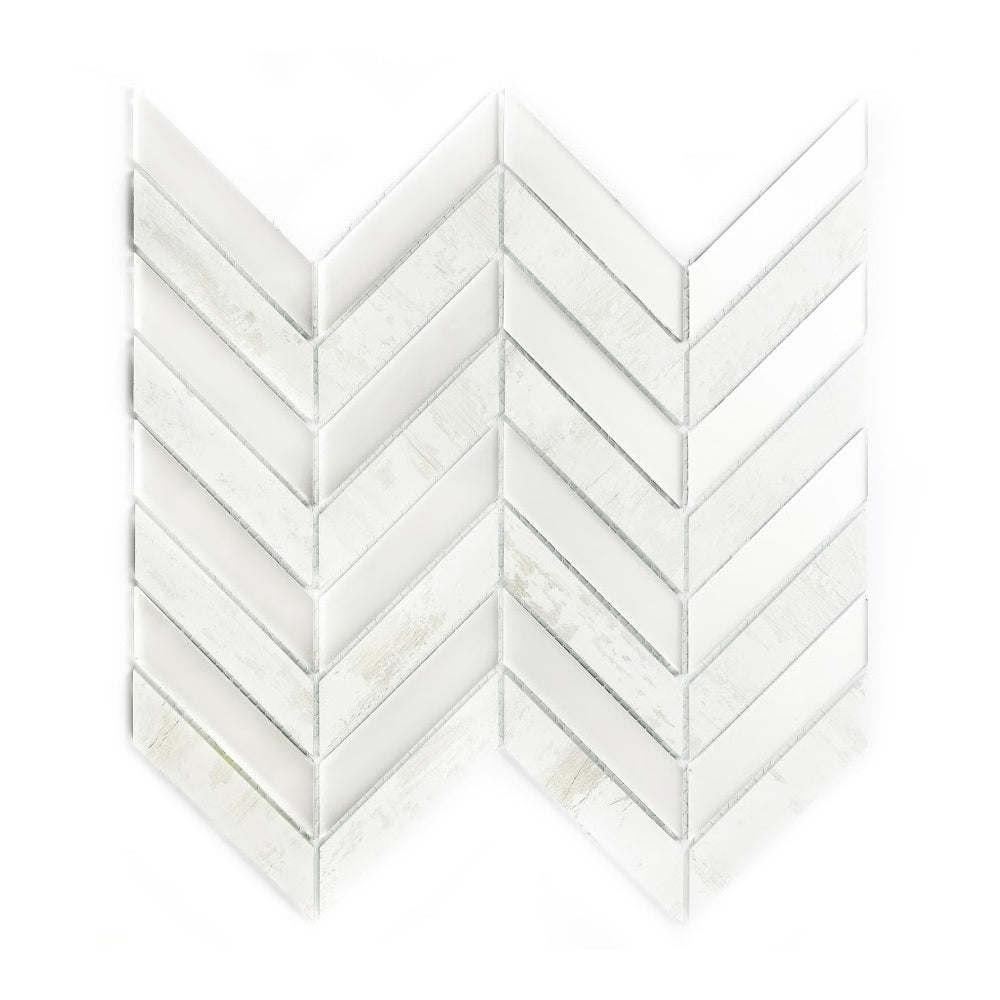 Abolos Premium Linear White 12-in x 12-in Multi-finish Glass Mosaic Floor and Wall Tile product image