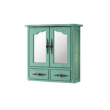 23.82 in. W x 22.28 in. H Framed Rectangular Beveled Edge Bathroom Vanity Mirror in Blue