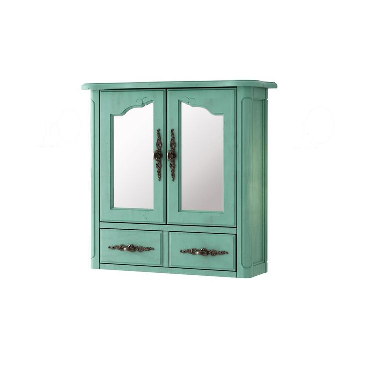 23.82 in. W x 22.28 in. H Framed Rectangular Beveled Edge Bathroom Vanity Mirror in Blue