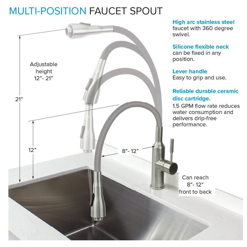All-in-One 29 in. x 25.5 in. Stainless Steel Quartz Undermount Laundry/Utility Sink and Cabinet with Faucet in White - Super Arbor
