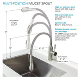 All-in-One 29 in. x 25.5 in. Stainless Steel Quartz Undermount Laundry/Utility Sink and Cabinet with Faucet in White - Super Arbor