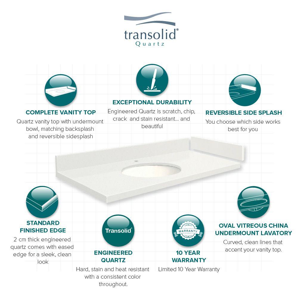 Transolid 49.25-in Nature's Path Quartz Single-Sink Bathroom Vanity Top with Backsplash & Sidesplash, Oval Undermount, 8-in Widespread