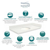 Transolid 49.25-in Nature's Path Quartz Single-Sink Bathroom Vanity Top with Backsplash & Sidesplash, Oval Undermount, 8-in Widespread