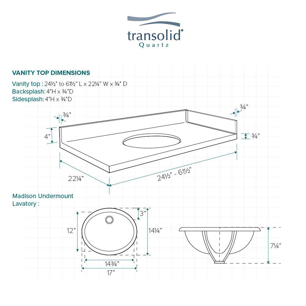Transolid 49.25-in Nature's Path Quartz Single-Sink Bathroom Vanity Top with Backsplash & Sidesplash, Oval Undermount, 8-in Widespread