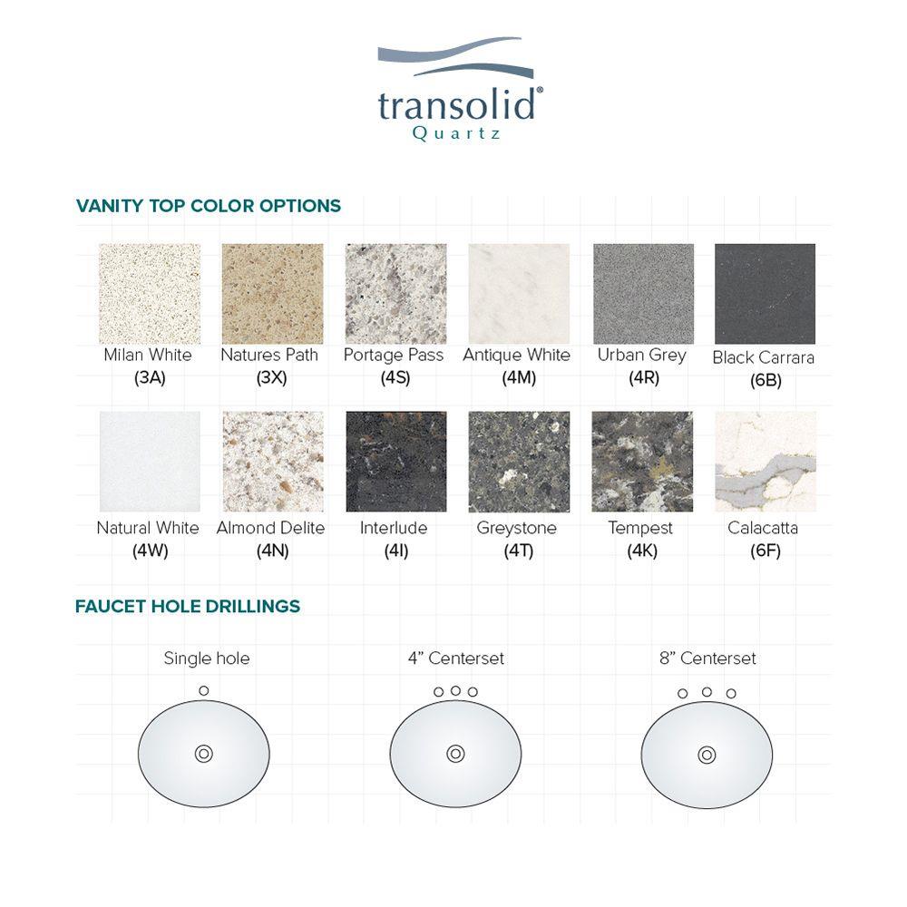 Transolid 49.25-in Nature's Path Quartz Single-Sink Bathroom Vanity Top with Backsplash & Sidesplash, Oval Undermount, 8-in Widespread