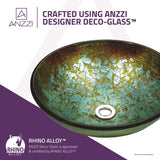ANZZI Tara Deco-Glass Vessel Sink in Glacial Blaze, Round 16.5 in. x 5.7 in. with Drain