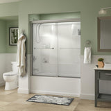 Everly 60 in. x 58-1/8 in. Traditional Semi-Frameless Sliding Bathtub Door in Nickel and 1/4 in. (6mm) Mozaic Glass - Super Arbor