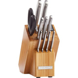12-Piece Classic Forged Brushed Stainless Steel Knife Set with Bamboo Storage Block