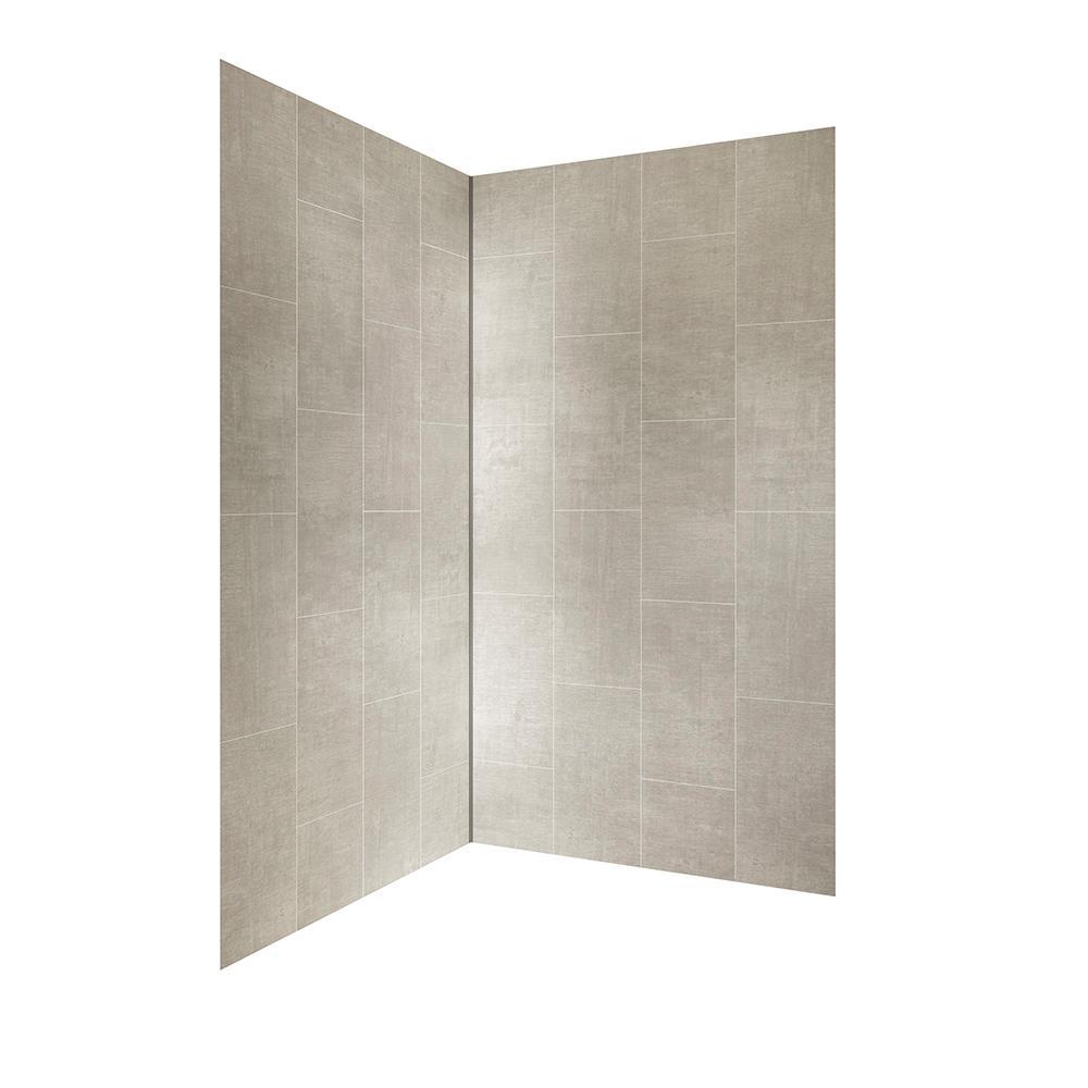 Jetcoat 42 in. x 78 in. 2-Piece Easy-Up Adhesive Neo-Angle Shower Surround in Slate - Super Arbor