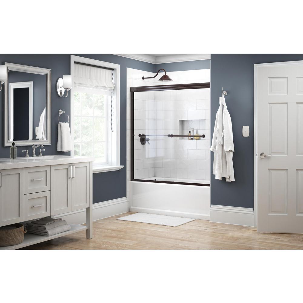 Crestfield 60 in. x 58-1/8 in. Traditional Semi-Frameless Sliding Bathtub Door in Bronze and 1/4 in. (6mm) Clear Glass - Super Arbor
