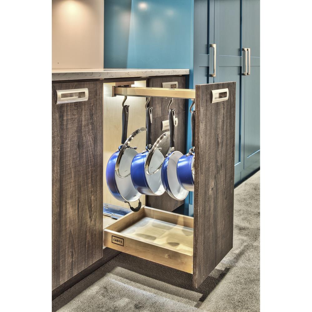 Rev-A-Shelf 6-in W x 5.06-in H 1-Tier Pull-Out Wood Soft-Close Cabinet Organizer with Adjustable Hooks