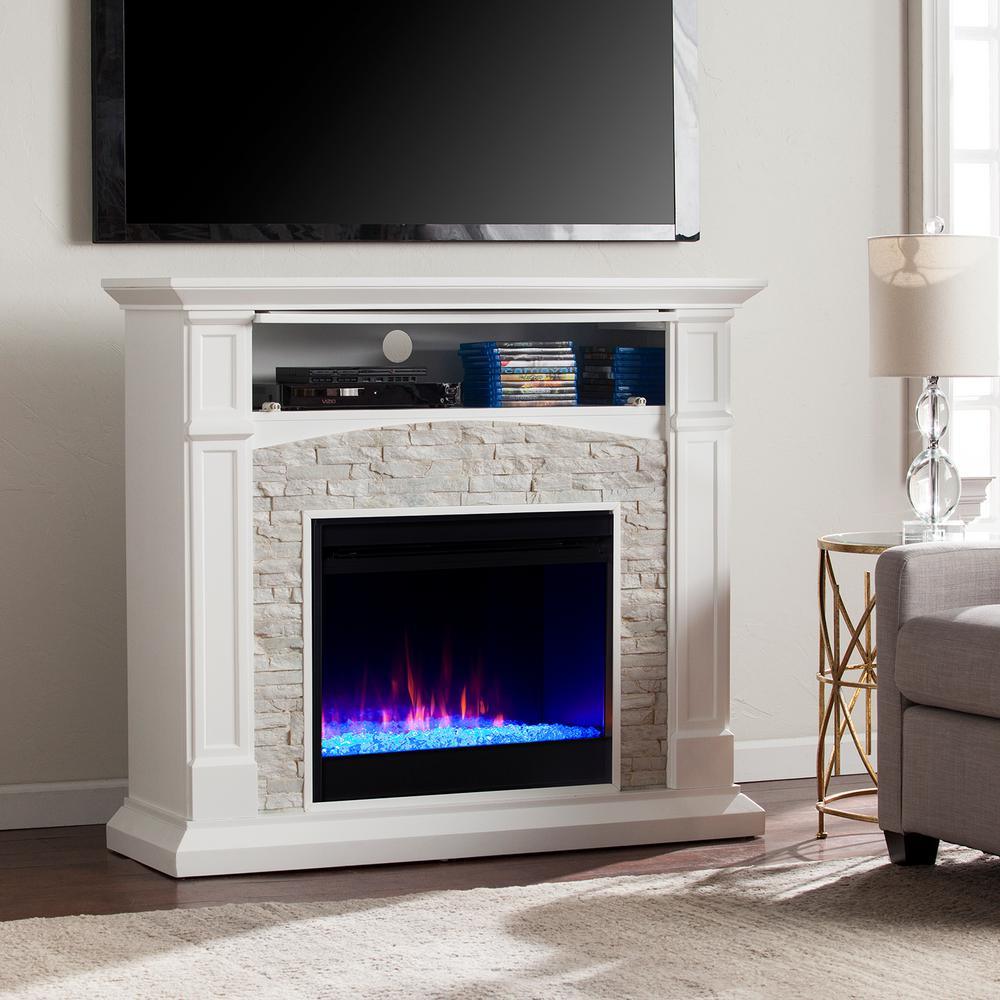 Ernesto Color Changing 46 in. Electric Fireplace in White - Super Arbor