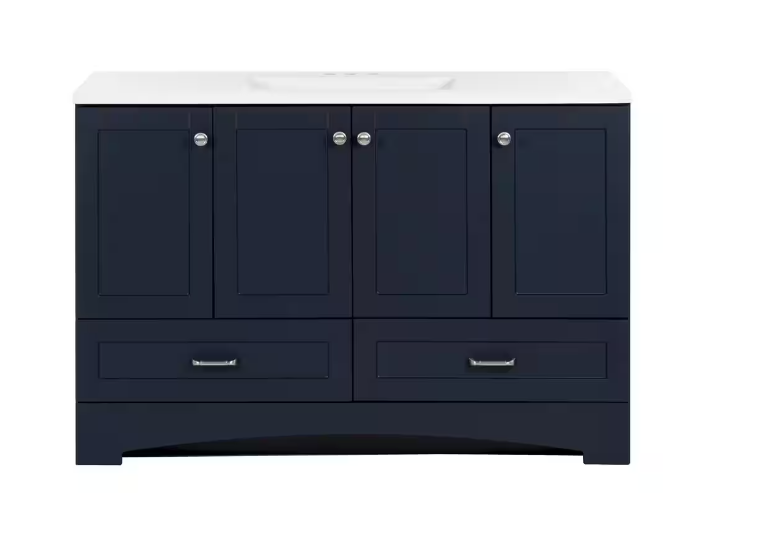Lancaster 48 in. W x 19 in. D x 33 in. H Single Sink Bath Vanity in Deep Blue with White Cultured Marble Top
