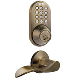 Satin Nickel Keyless Entry Deadbolt and Lever Handle Door Lock Combo Pack with Electronic Digital Keypad - Super Arbor