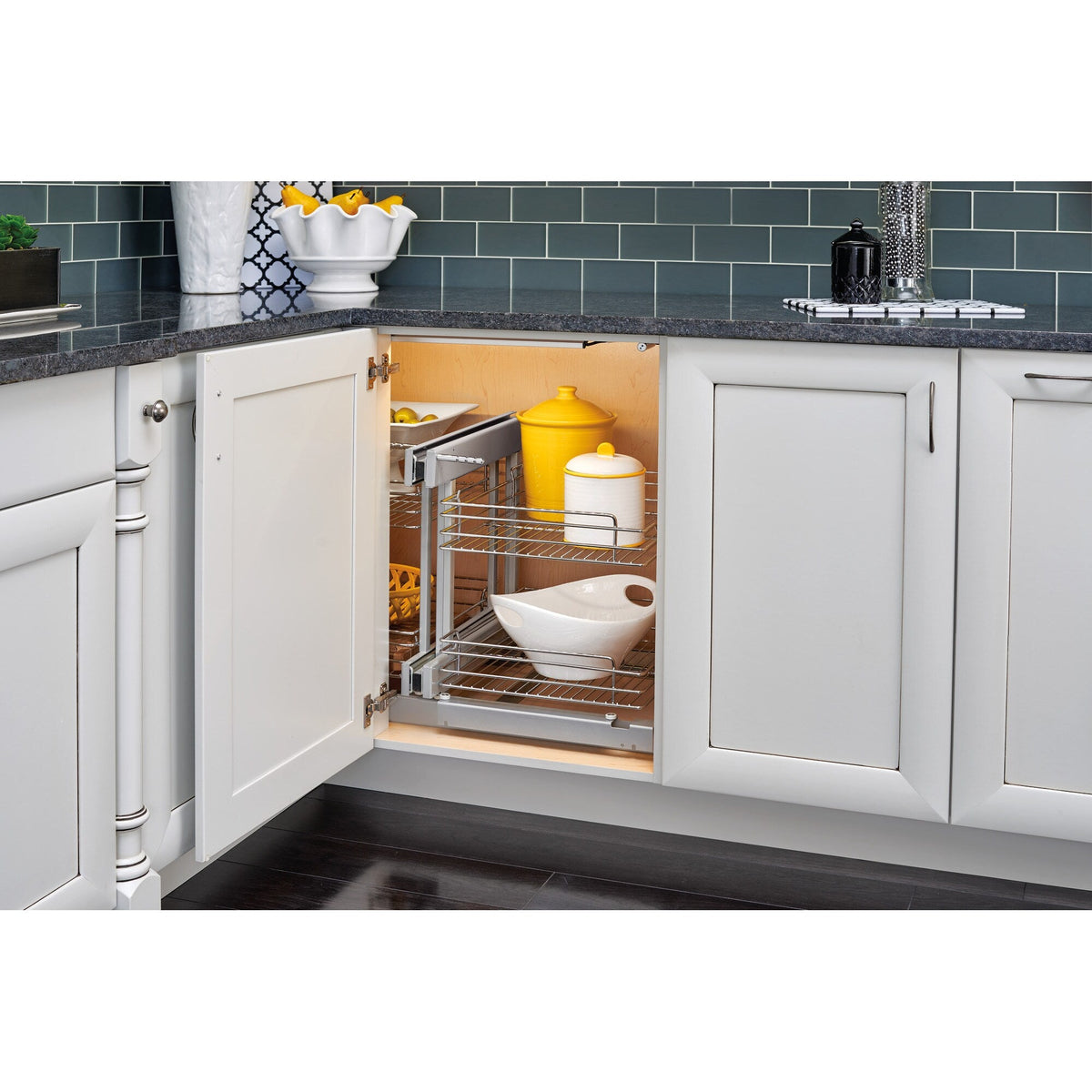 Rev-A-Shelf 32.25-in W x 21-in H 2-Tier Pull-Out Metal Cabinet Organizer, Chrome