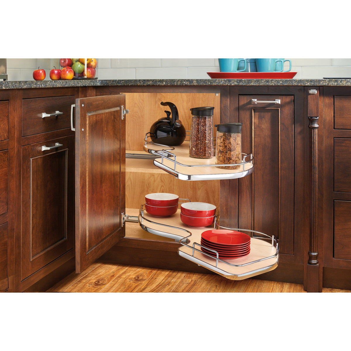 Rev-A-Shelf 39-in W x 24.5-in H 2-Tier Pull-Out Blind Corner Cabinet Organizer, Maple