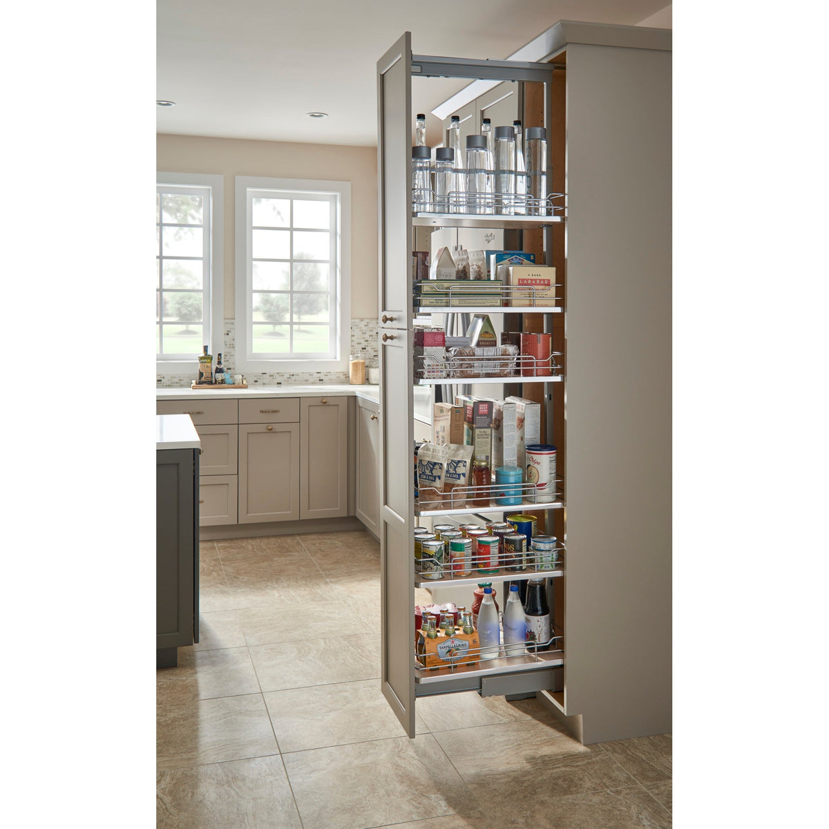 Rev-A-Shelf 16.25-in W x 58.25-in H 5-Tier Pull-Out Gray Metal Soft-Close Pantry Organizer, 21.67-in D
