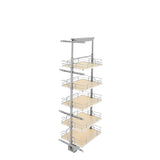 Rev-A-Shelf 16.25-in W x 58.25-in H 5-Tier Pull-Out Pantry Organizer, Soft-Close Metal Frame with Maple Bottom Baskets