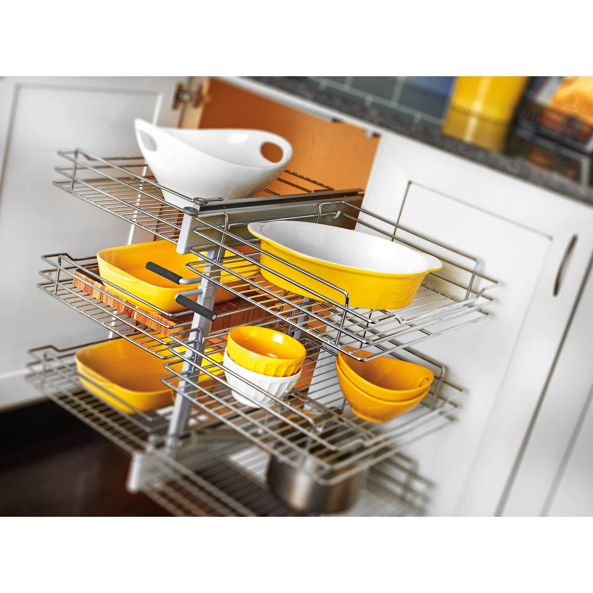 Rev-A-Shelf 32.25-in W x 24-in H 3-Tier Pull-Out Metal Soft-Close Blind Corner Cabinet Organizer