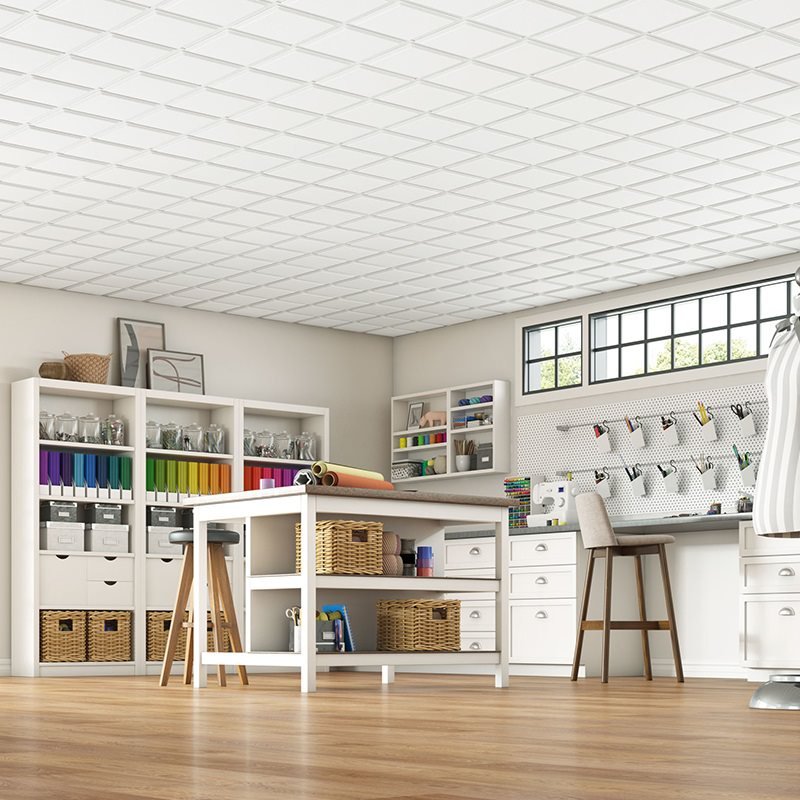 Armstrong Ceilings Cascade 24-in x 24-in Drop Acoustic Panel Ceiling Tiles, White, 12-Pack, 15/16-in Tegular Edge