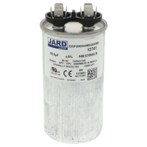 Jard 12741 capacitor - front view (Type: Capacitor; Voltage: 440/370V)