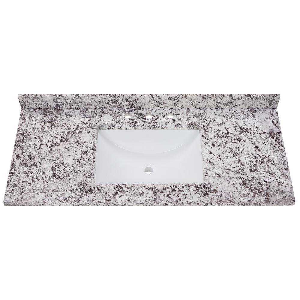 37 in. W x 22 in. D Stone Effects Vanity Top in Cold Fusion with White Sink - Super Arbor