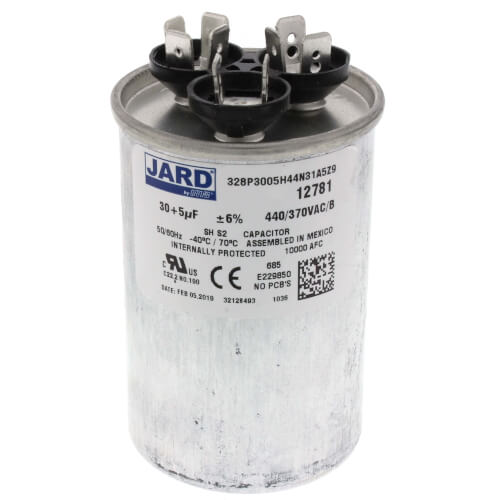 Jard 12781 capacitor - front view (Type: Capacitor; Voltage: 440/370V)