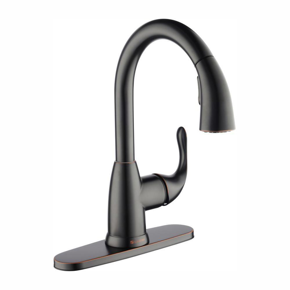 Dylan Single-Handle Pull-Down Kitchen Faucet with TurboSpray and FastMount in Stainless Steel - Super Arbor