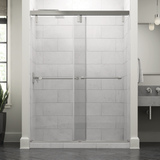 Delta 60 in. x 71-1/2 in. Mod Soft-Close Frameless Sliding Bathtub Door, Nickel, 3/8 in. Clear Glass, Lyndall Handles