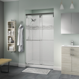 Delta 60 in. x 71-1/2 in. Mod Soft-Close Frameless Sliding Bathtub Door, Nickel, 3/8 in. Clear Glass, Lyndall Handles