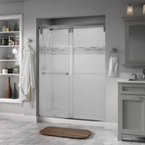 Delta 60 in. x 71-1/2 in. Mod Soft-Close Frameless Sliding Bathtub Door, Nickel, 3/8 in. Clear Glass, Lyndall Handles