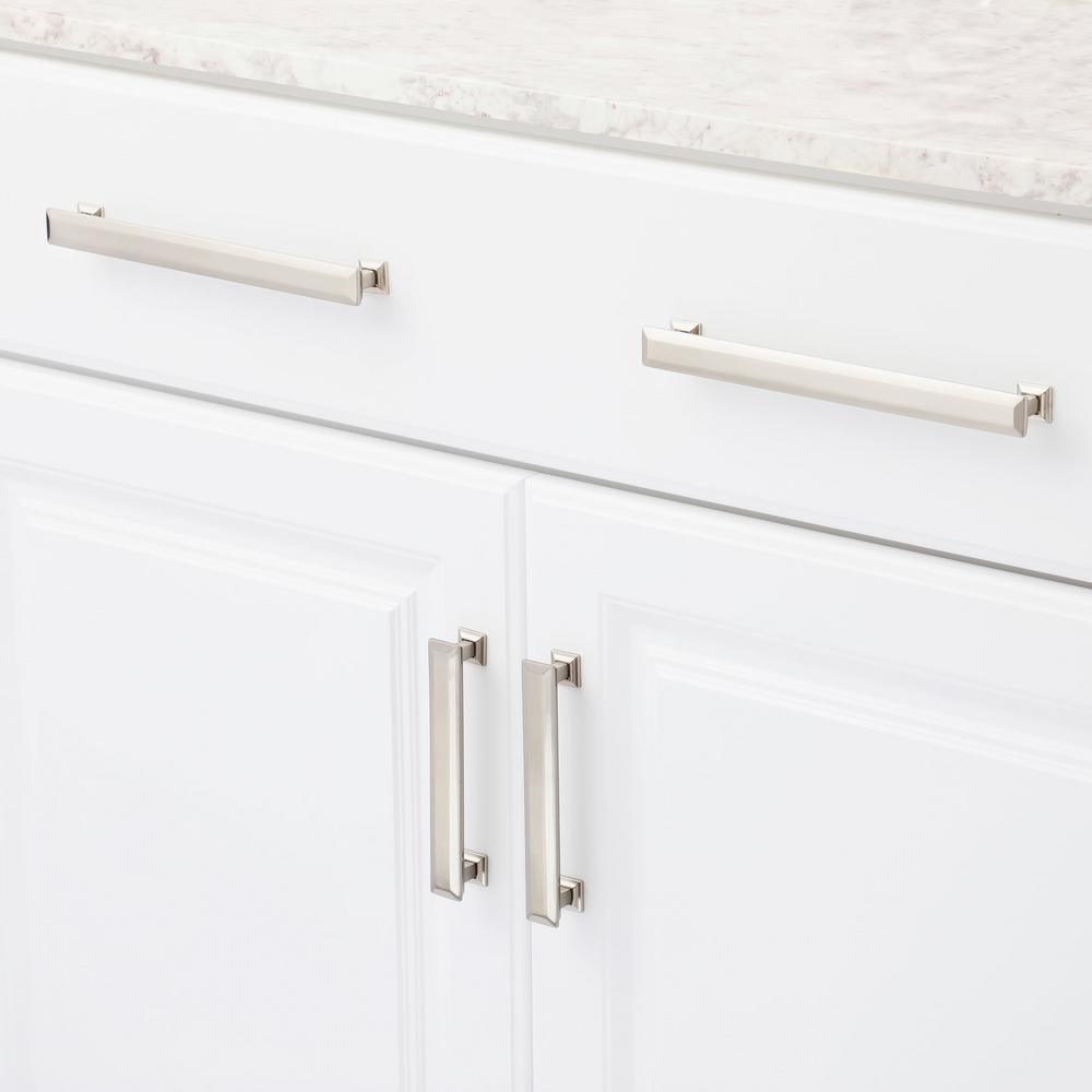 5 in. Center-to-Center Satin Nickel Poise Pull with Back Plate - Super Arbor