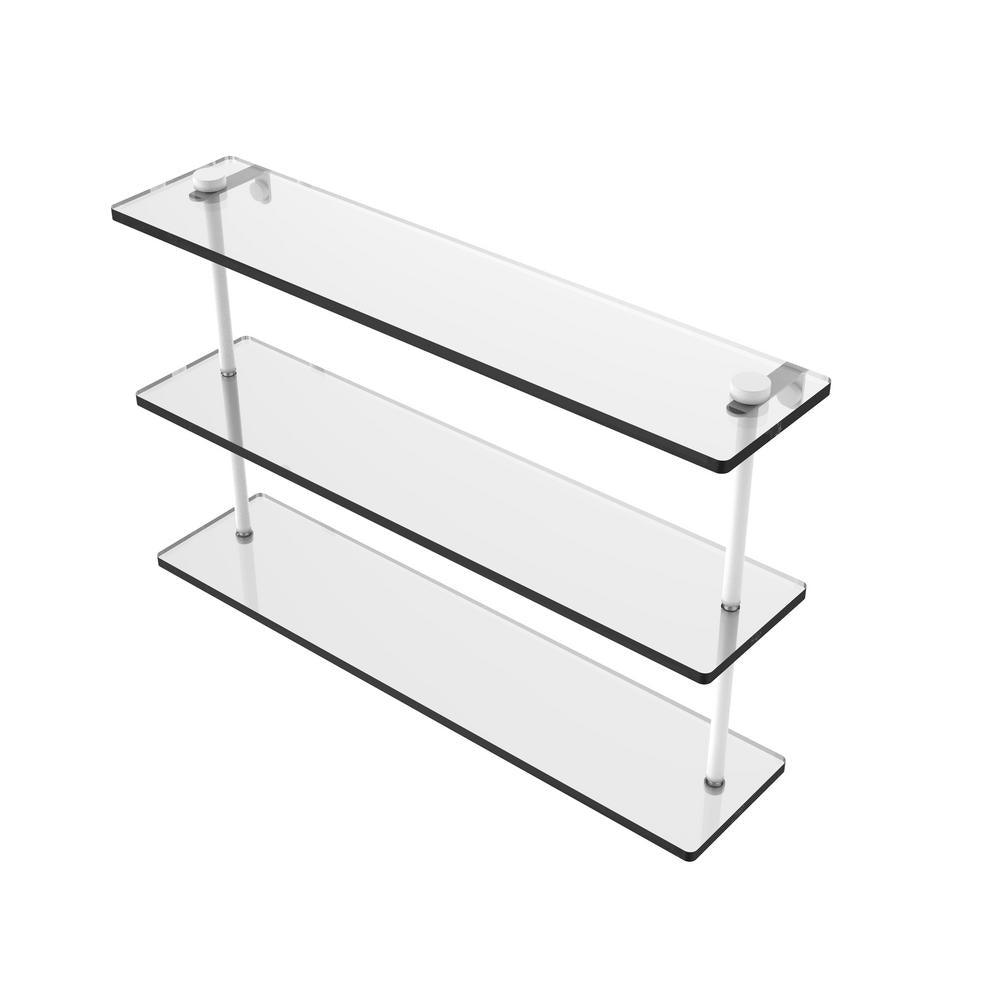 22 in. Triple Tiered Glass Shelf in Satin Nickel - Super Arbor