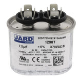 Jard 12907 capacitor - front view (Voltage: 370V; MFD: 7.5)