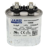 Jard 12908 capacitor - front view (Voltage: 370V; MFD: 10)