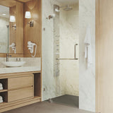 Pirouette 36 to 42 in. x 72 in. Frameless Pivot Shower Door in Chrome with Clear Glass and Handle - Super Arbor