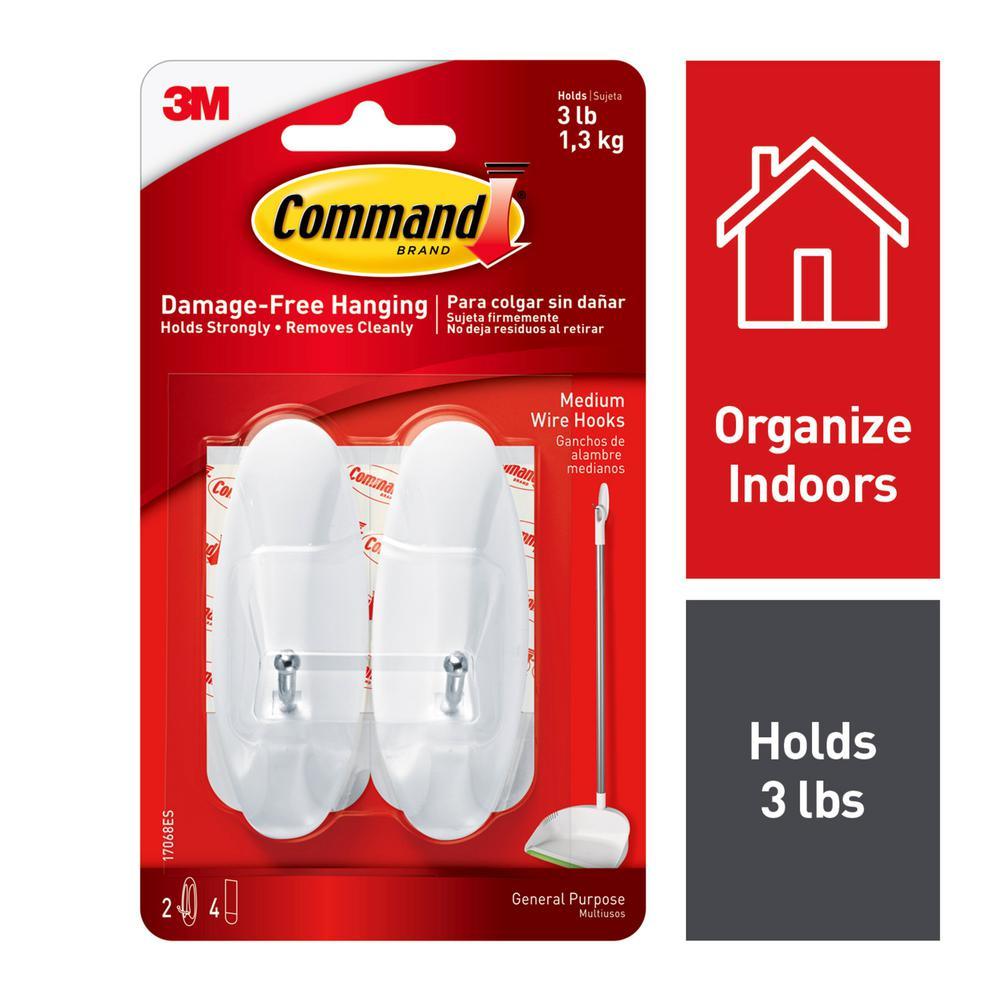 3 lbs. 3 in. White Wire Hooks (2-Hooks, 4-Strips) - Super Arbor