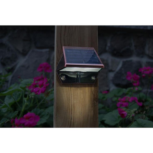 Solar 2-LED Outdoor Copper Integrated LED Deck and Wall Light (2-Pack)